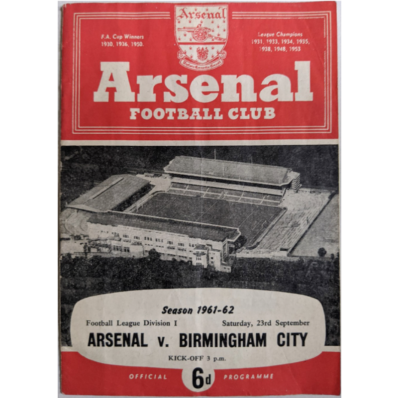 arsenal v birmingham city 1961