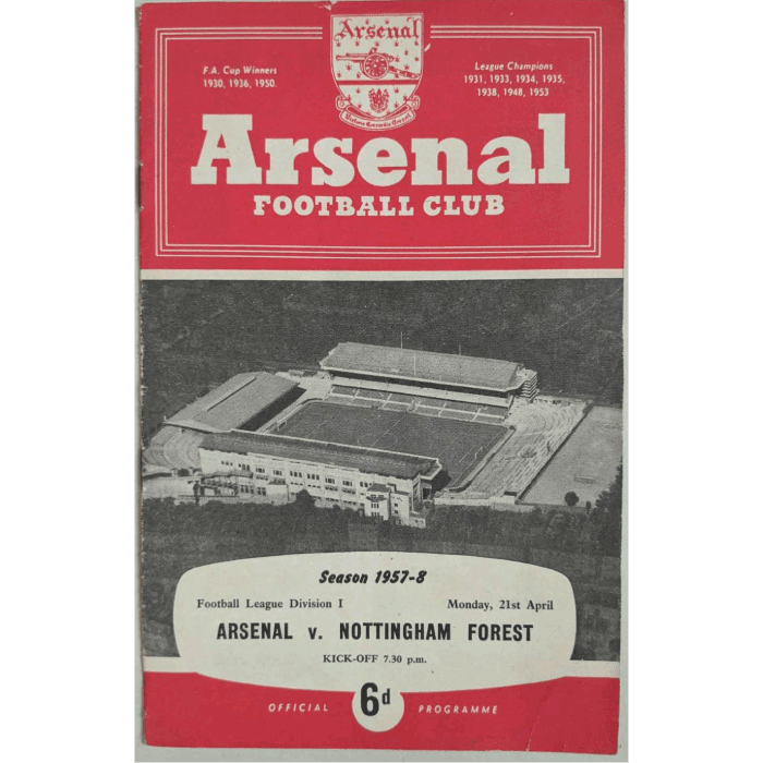 arsenal v notts forest 1958