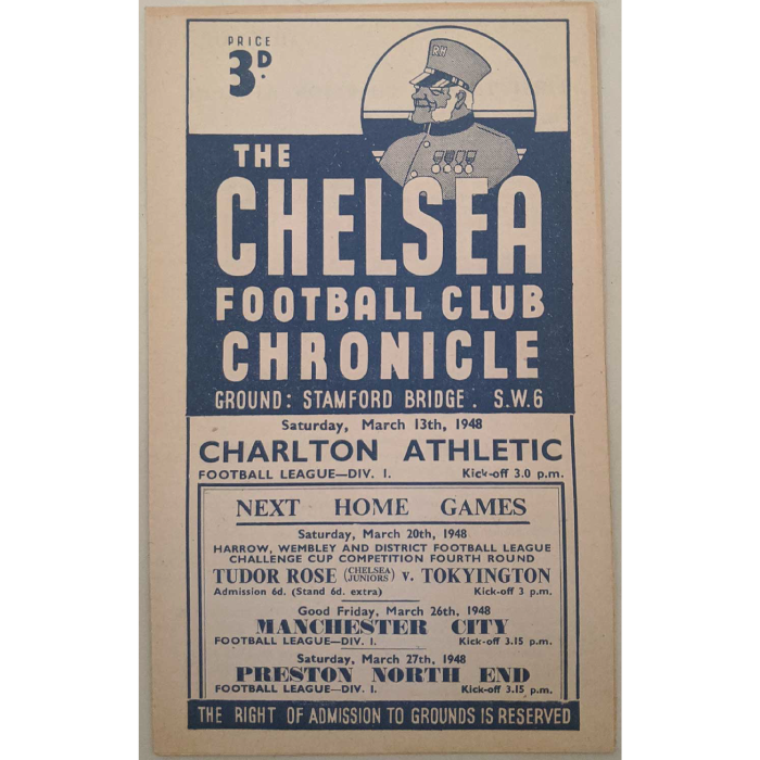 chelsea V charlton 1948 rare programme