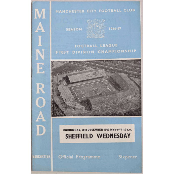 Man City V Sheffield wednesday 1966 Football Programme