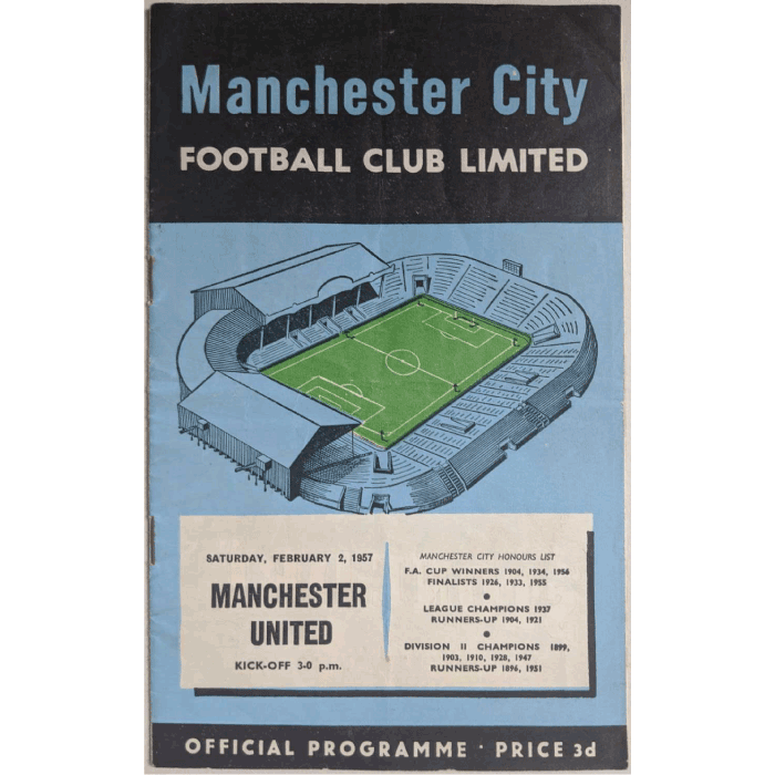Man City V Man Utd 1957 Football Programme