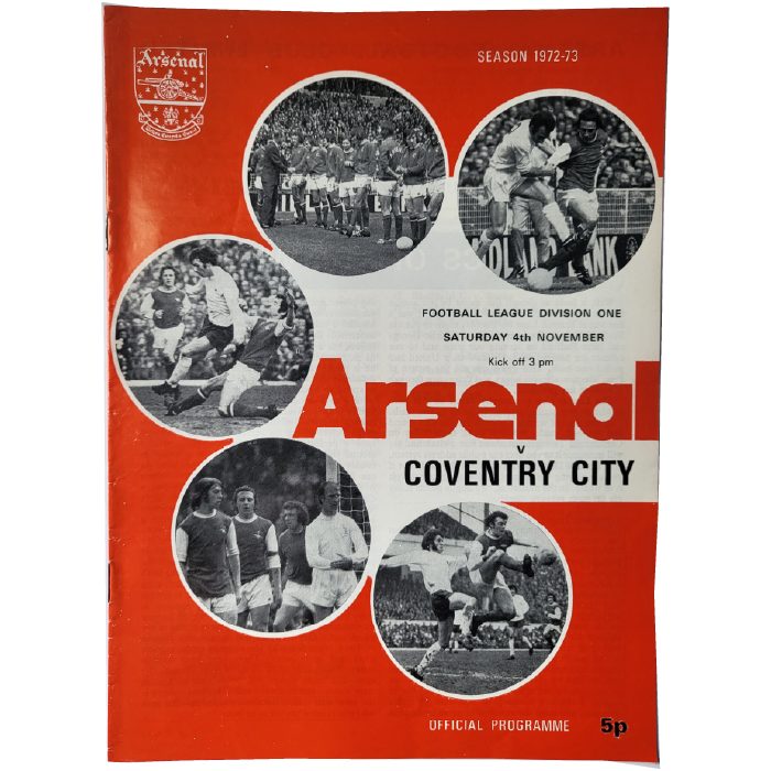 Arsenal V Coventry 1972 football programme