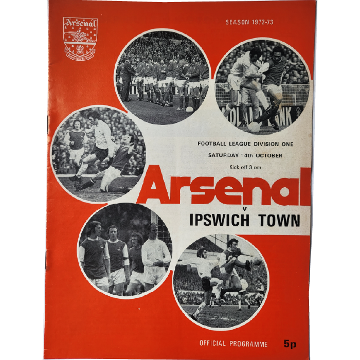 Arsenal V Ipswich 1972 football programme