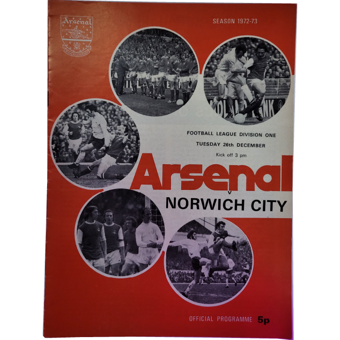 Arsenal V Norwich City 1972 football programme