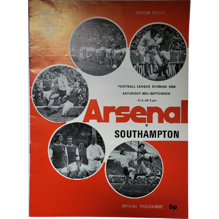 Arsenal V Southampton 1972 football programme