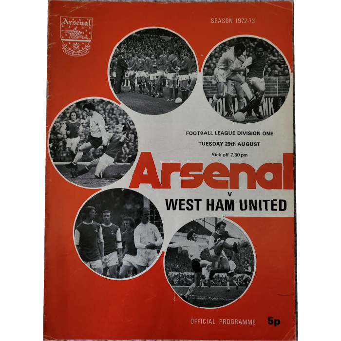 Arsenal V West Ham 1972 football programme