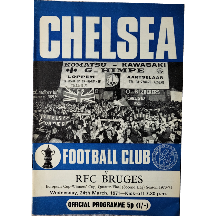 chelsea v bruges 1971 football programme