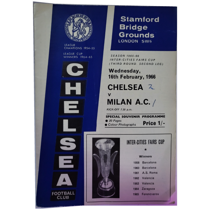 Chelsea V AC Milan 1966 football programme