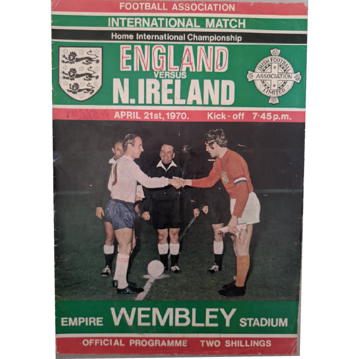 england v n ireland 1970 football programme