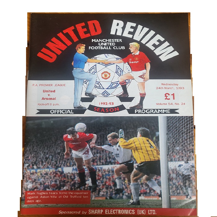 Man Utd v Aston Villa 1993 football programme