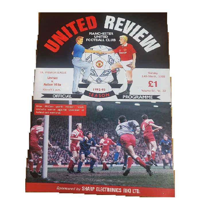 Man Utd v Aston Villa 1993 football programme