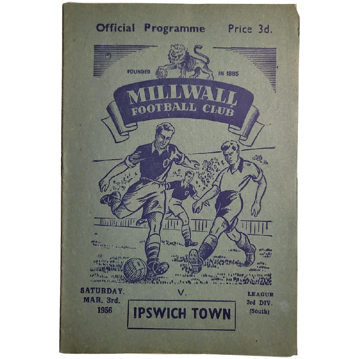 Millwall V Ipswich 1956 football programme