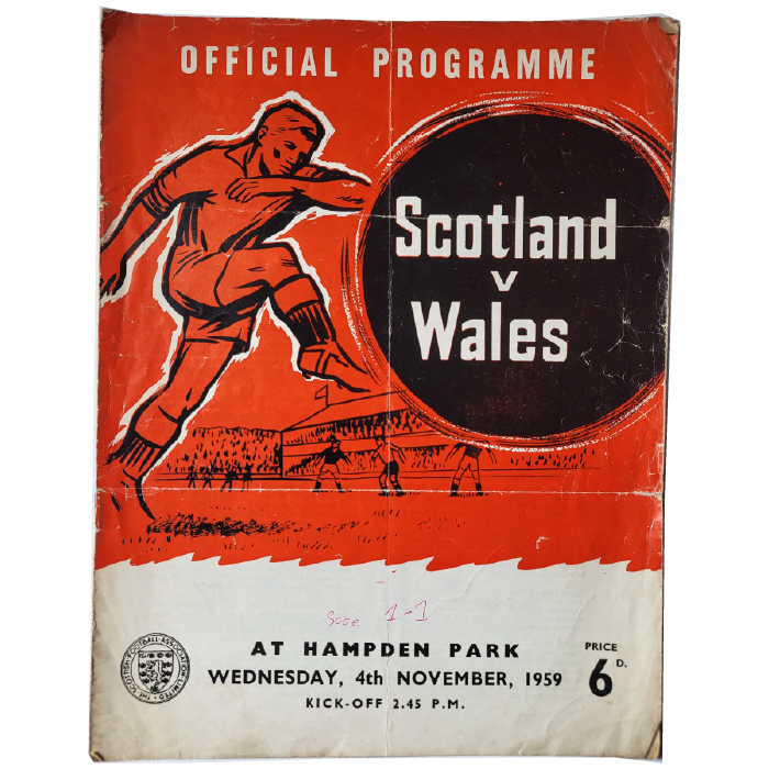 Scotland V Wales 1959 football programme