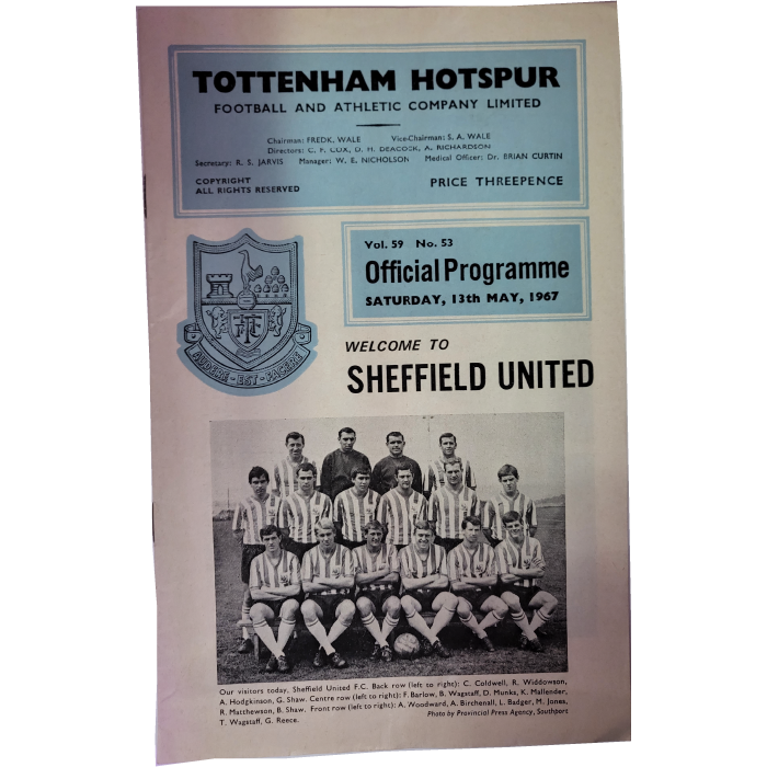 Tottenham V Sheff Utd 1967 football programme