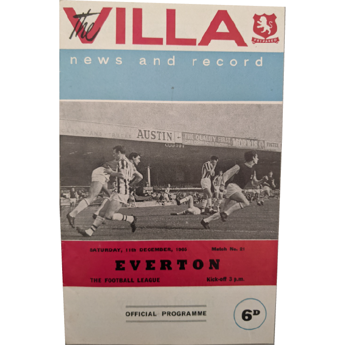 Aston Villa V Everton 1965 football programme