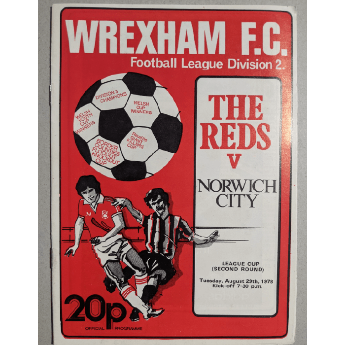 1978, Wrexham V Norwich Football Programme