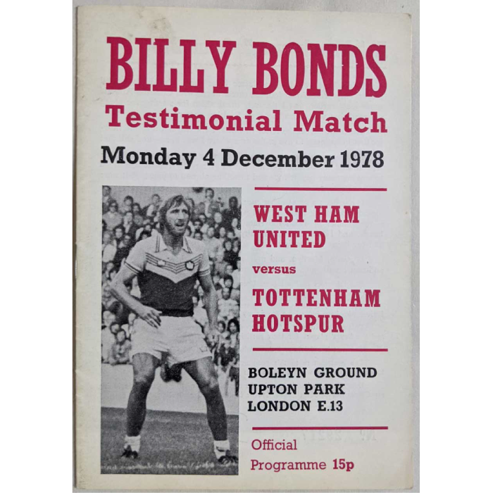 Billy Bonds testimonial