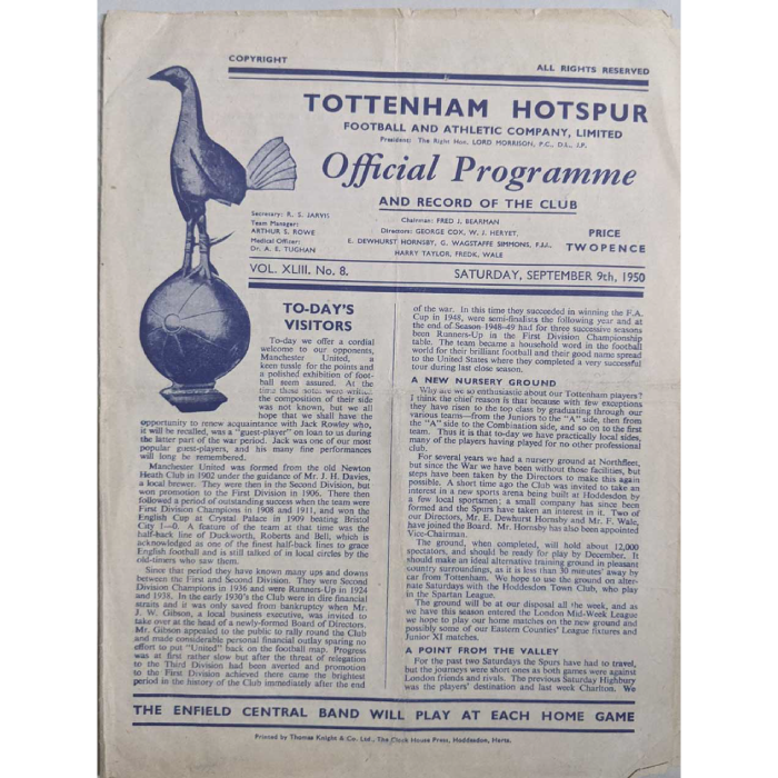 man untd v spurs 1950