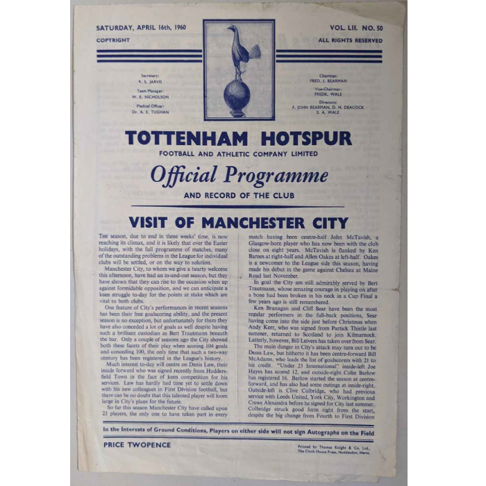 Tottenham v Man City 1960